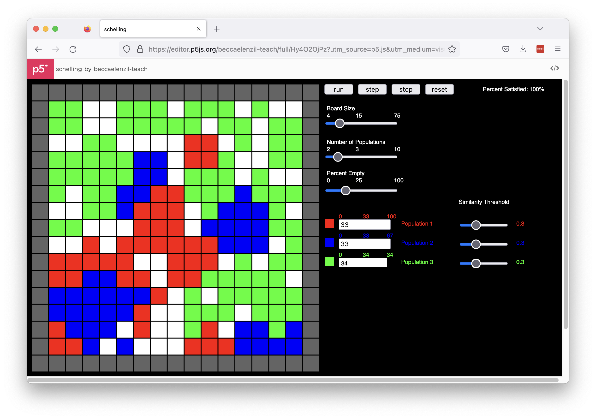 visualization run with 3 populations - 1