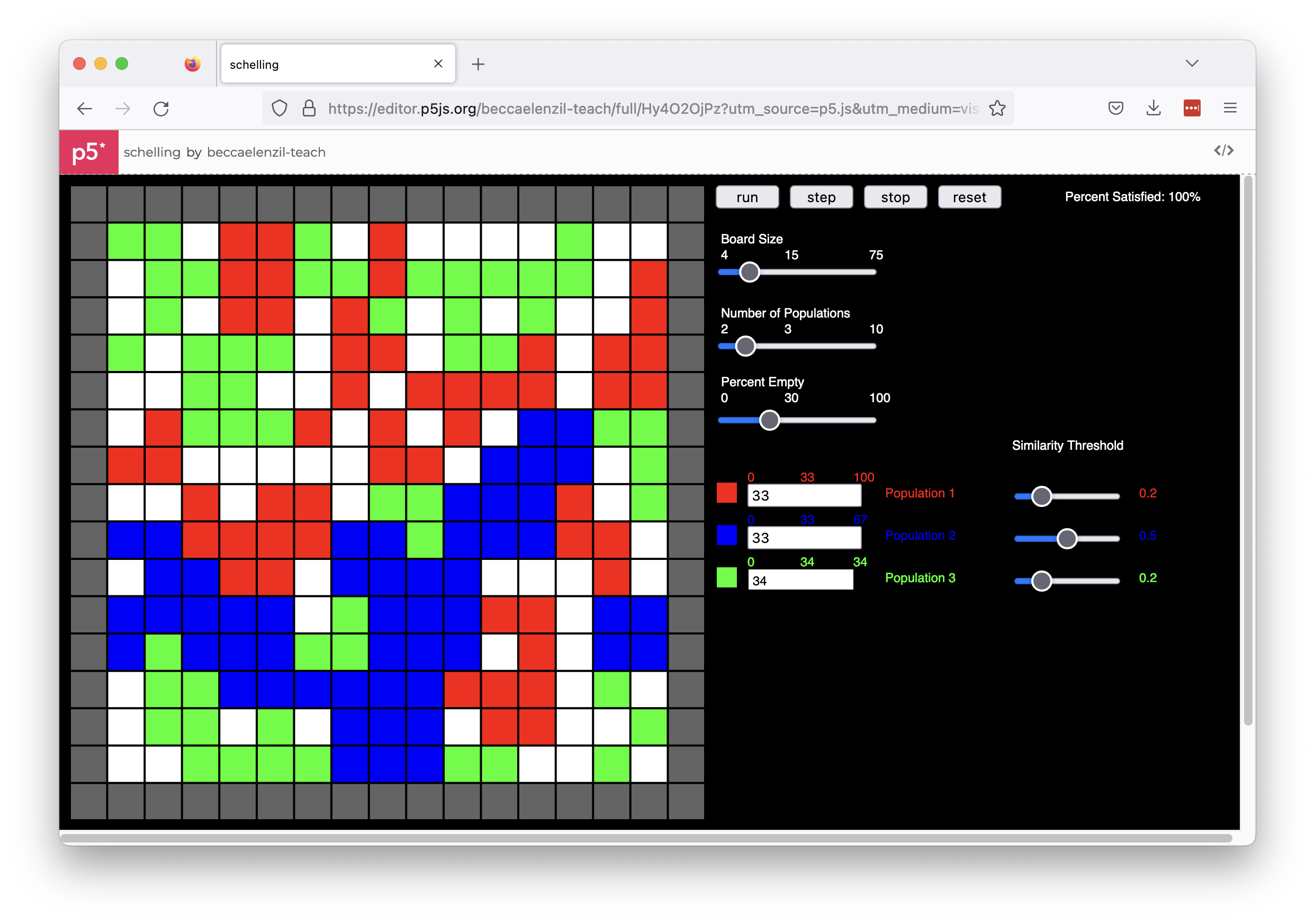 visualization run with 3 populations - 2